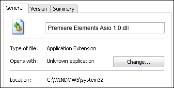 Premiere Elements Asio 1.0.dll properties